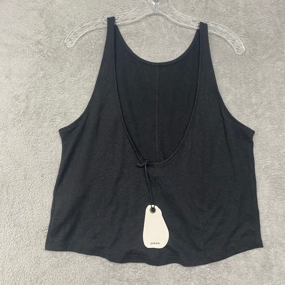 Prana New Moon Tank Top Womens XS Black Relaxed Fit Hemp Blend Sleeveless - Picture 6 of 10